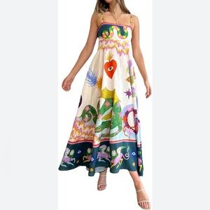 Mythical Mythology Graffiti Snakes Small Maxi Dress w/ Pockets Adjustable